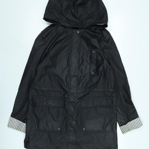 New Look Womens Black Rain Coat Coat Size 10 Zip