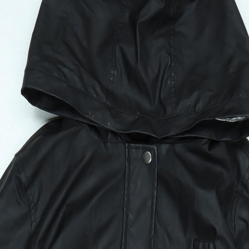 New Look Womens Black Rain Coat Coat Size 10 Zip