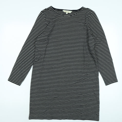 People Tree Womens Black Cotton Jumper Dress Size 12 Crew Neck