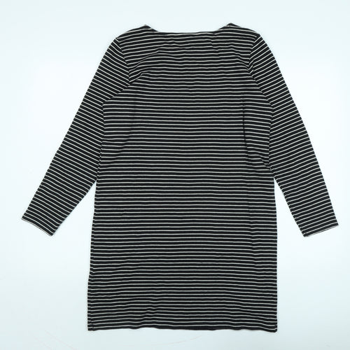 People Tree Womens Black Cotton Jumper Dress Size 12 Crew Neck