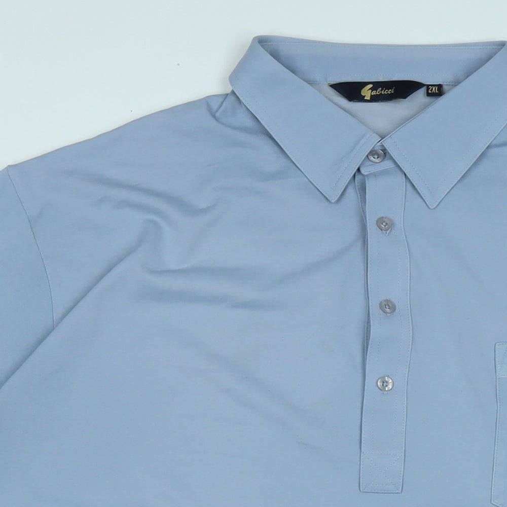 Gabicci Mens Blue Polyester Polo Size 2XL Collared Button - Gabicci