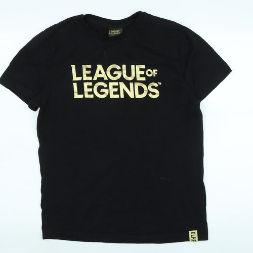 LEAUGE OF LEGENDS Mens Black Cotton T-Shirt Size M Crew Neck - Leauge of legends