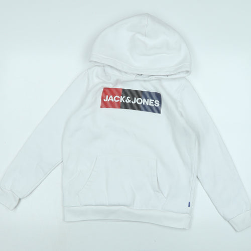 JACK & JONES Boys White Polyester Pullover Hoodie Size 10-11 Years - Champion