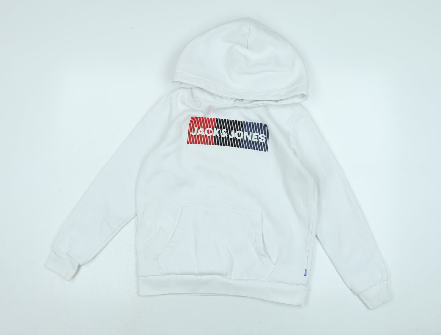 JACK & JONES Boys White Polyester Pullover Hoodie Size 10-11 Years - Champion