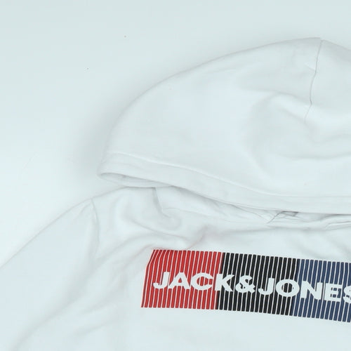 JACK & JONES Boys White Polyester Pullover Hoodie Size 10-11 Years - Champion