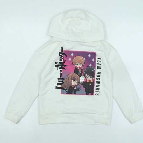 Harry Potter Girls White Cotton Pullover Hoodie Size 7-8 Years - Harry Potter.