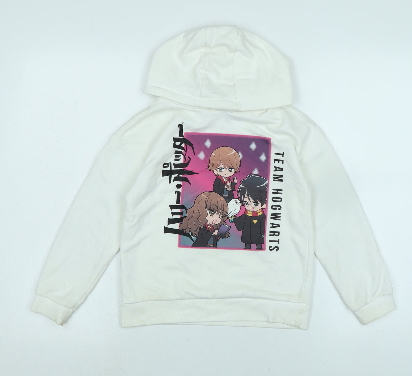 Harry Potter Girls White Cotton Pullover Hoodie Size 7-8 Years - Harry Potter.