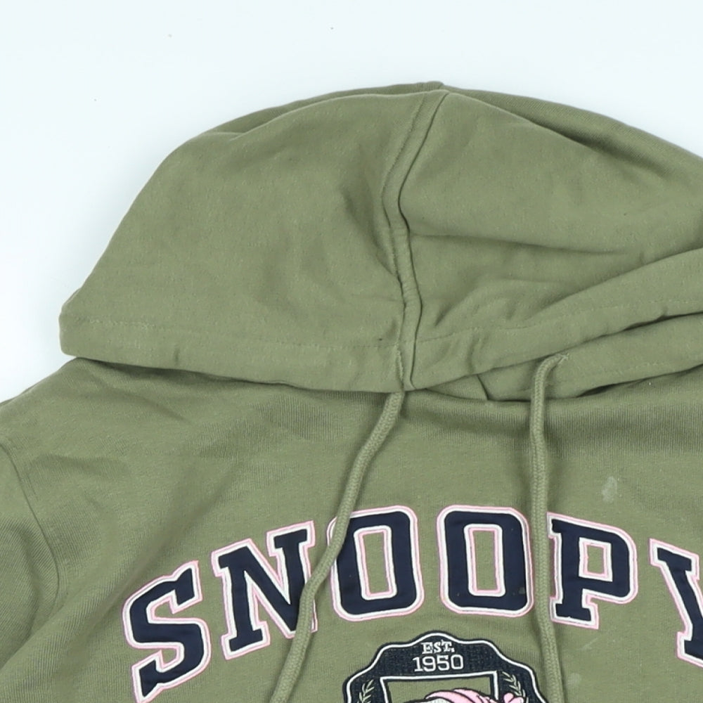 Snoopy Womens Green Polyester Pullover Hoodie Size 12 - Snoopy