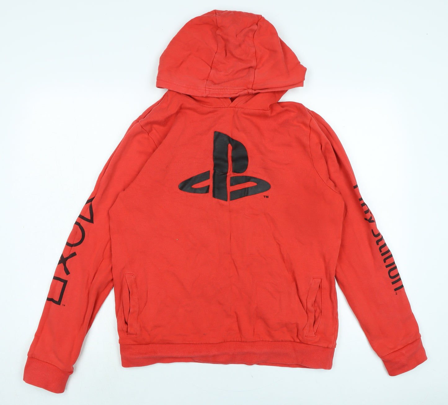 PlayStation Boys Red Cotton Pullover Hoodie Size 12-13 Years - Playstation