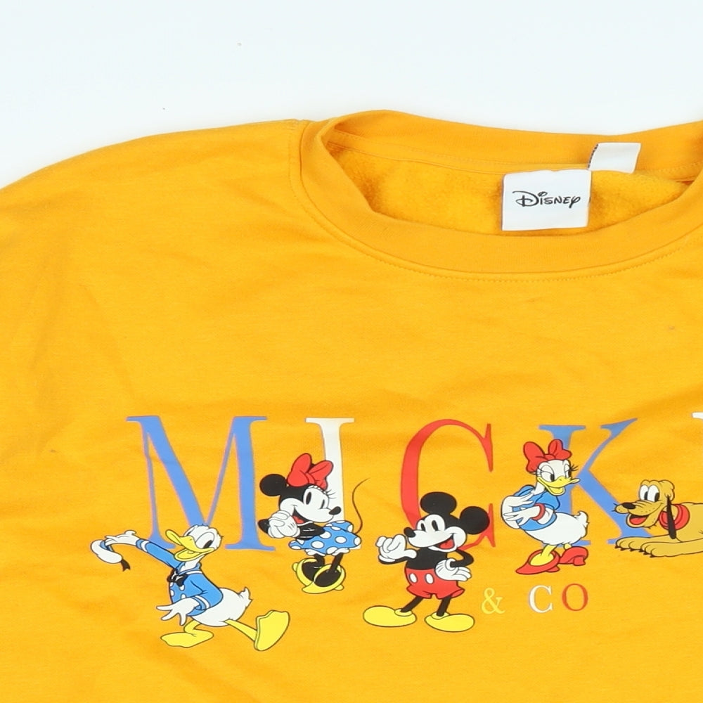 Disney Womens Orange Cotton Pullover Sweatshirt Size L - Disney