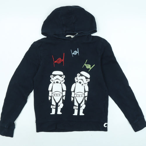Star Wars Boys Blue Cotton Henley Hoodie Size 9-10 Years - Star wars