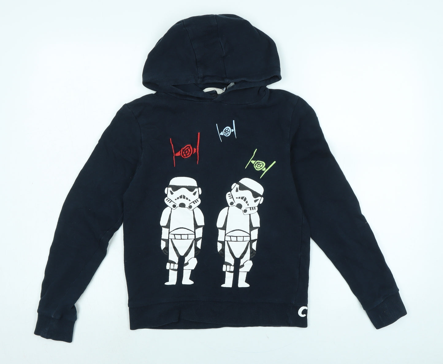 Star Wars Boys Blue Cotton Henley Hoodie Size 9-10 Years - Star wars