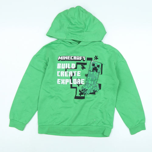 Minecraft Boys Green Cotton Pullover Hoodie Size 8-9 Years - Minecraft