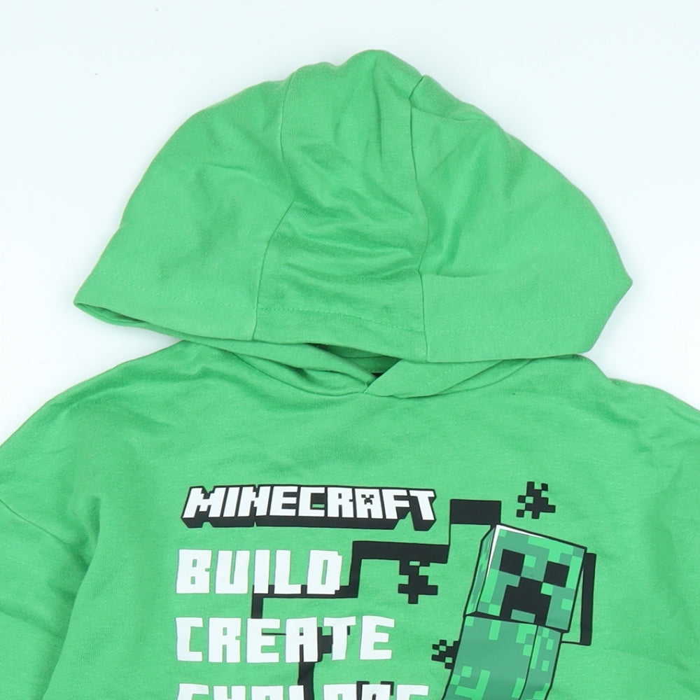 Minecraft Boys Green Cotton Pullover Hoodie Size 8-9 Years - Minecraft