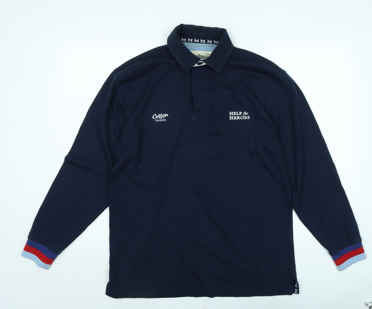 Help For Heroes Mens Blue Cotton Polo Size M Collared - Help for Heroes