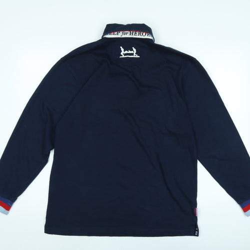 Help For Heroes Mens Blue Cotton Polo Size M Collared - Help for Heroes