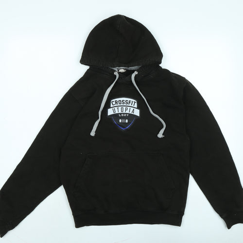 Awdis Mens Blue Cotton Henley Hoodie Size S