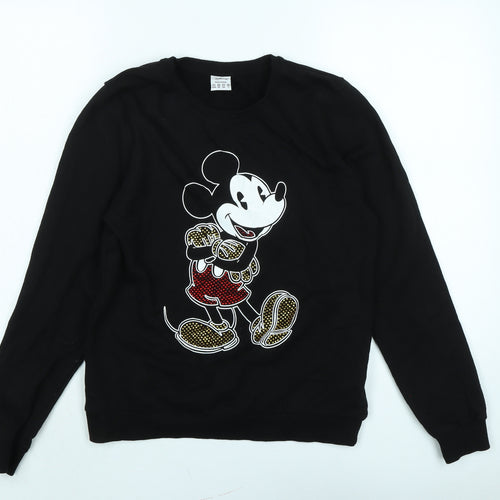 Disney Womens Black Cotton Pullover Sweatshirt Size 8 - Disney