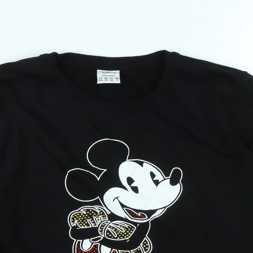 Disney Womens Black Cotton Pullover Sweatshirt Size 8 - Disney