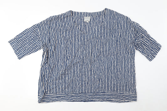 Wall London Women's Blue Striped Blouse XL