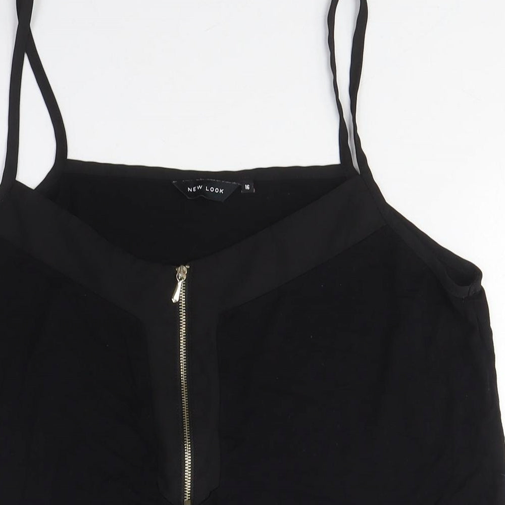 New Look Women's Black Zip Camisole Tank Top Size 16