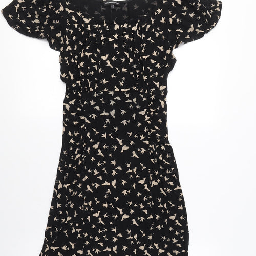 Warehouse Women's Black Puff Sleeve Shift Dress