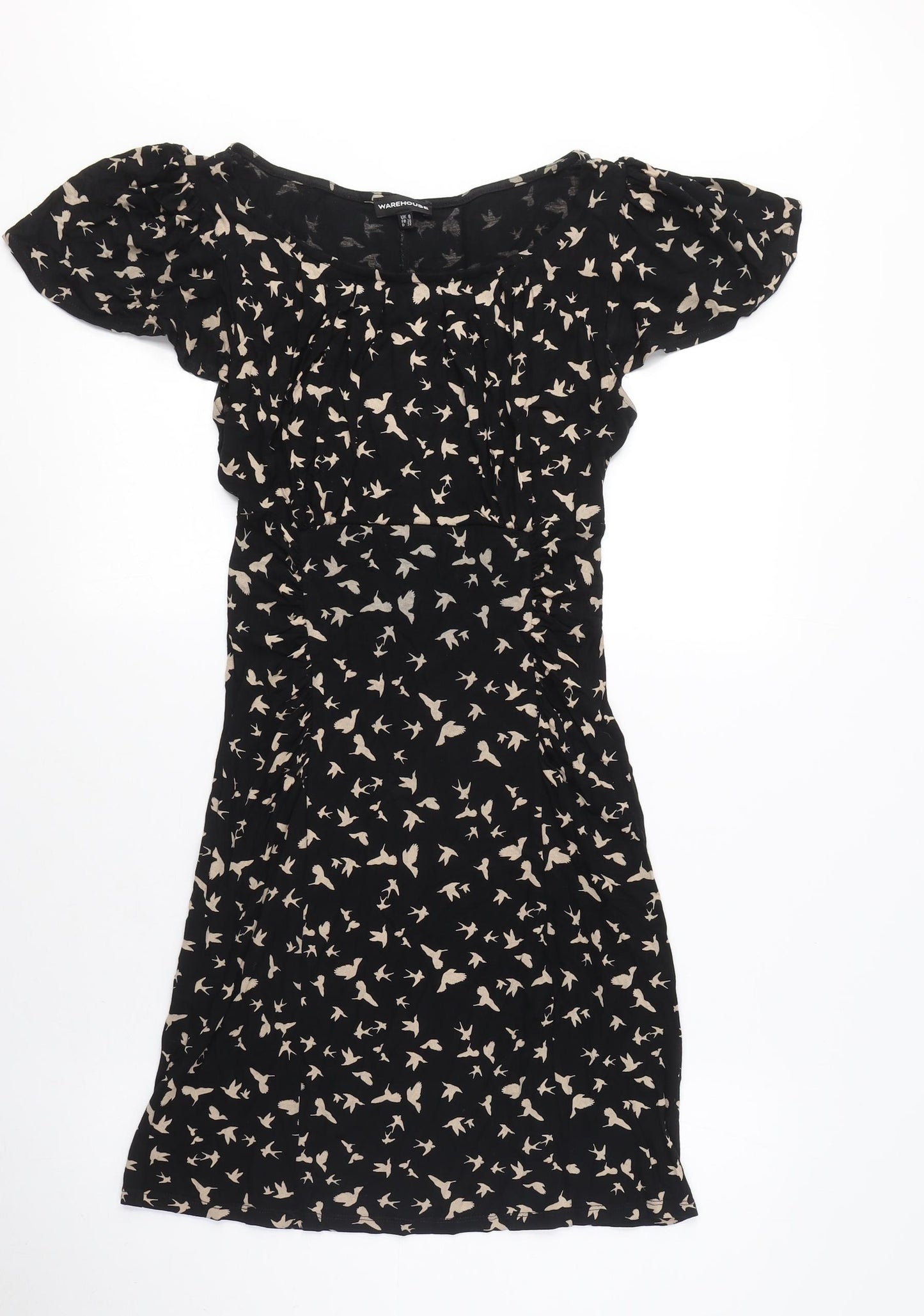 Warehouse Women's Black Puff Sleeve Shift Dress