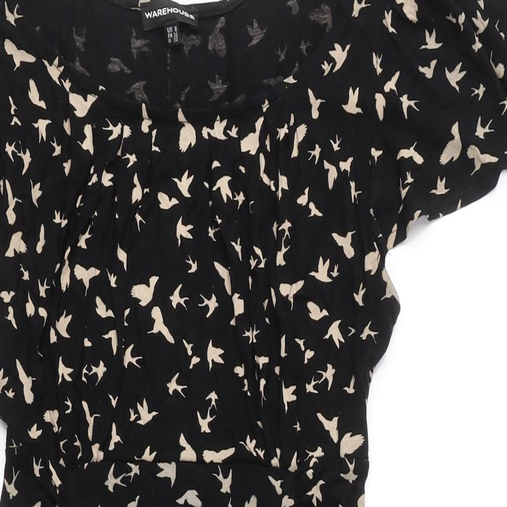 Warehouse Women's Black Puff Sleeve Shift Dress