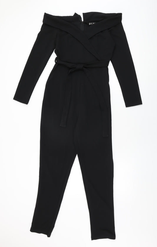 Girl in Mind Womens Black Polyester Jumpsuit One-Piece Size 10 L29 in Zip