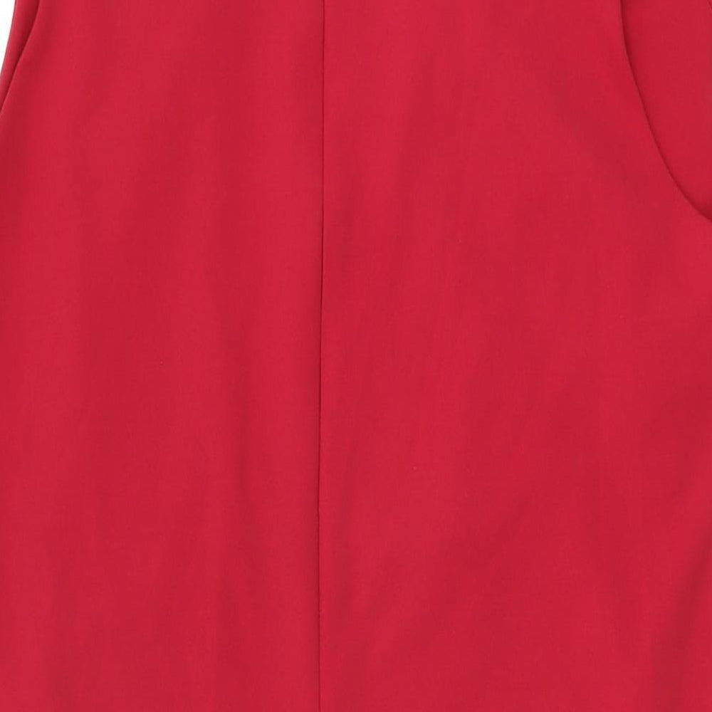 Dorothy Perkins Womens Red Polyester Bodycon Size 18 V-Neck Zip