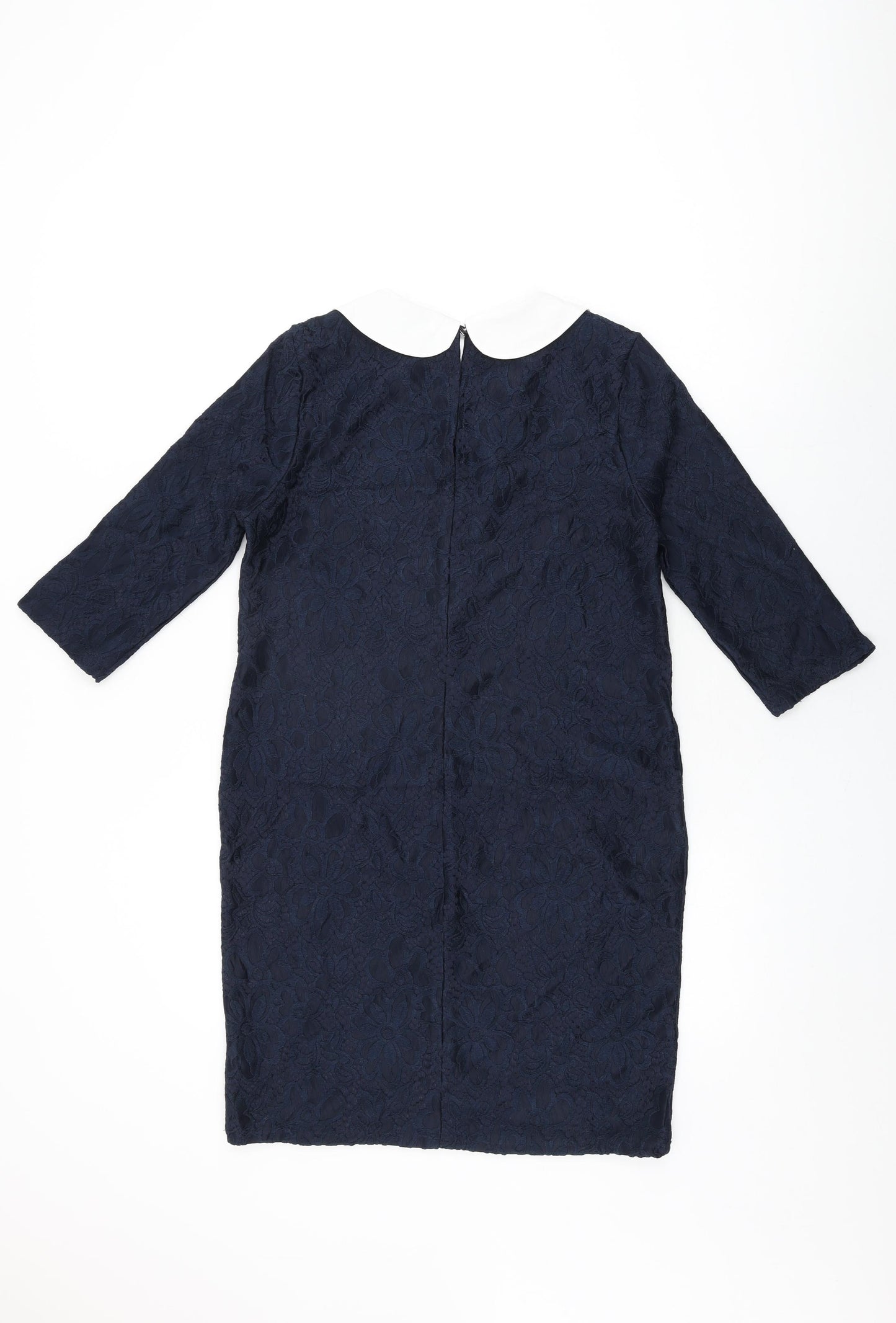 River Island Womens Blue Floral Polyester Shift Size 10 Collared Button