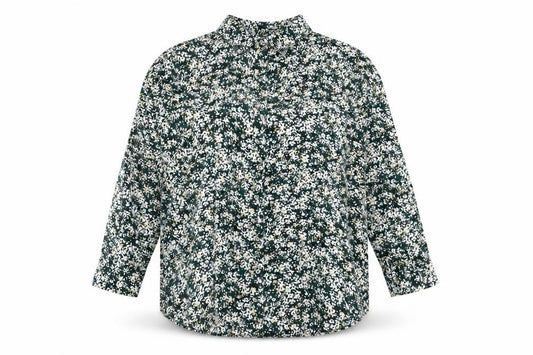 Front view of Marks & Spencer women’s green floral viscose basic button-up, size UK 24, collared