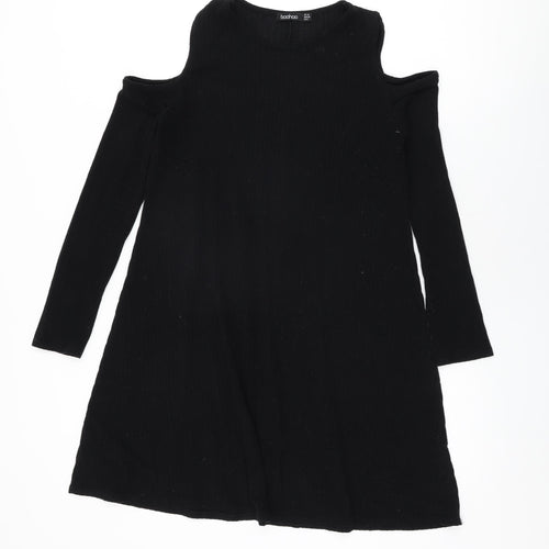 Boohoo Womens Black Polyester Shift Size 10 Round Neck Pullover