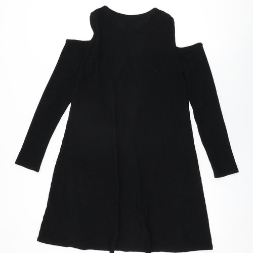 Boohoo Womens Black Polyester Shift Size 10 Round Neck Pullover