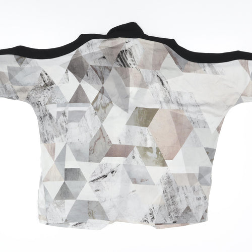 River Island Womens Grey Geometric Polyester Basic Button-Up Size 12 Collared