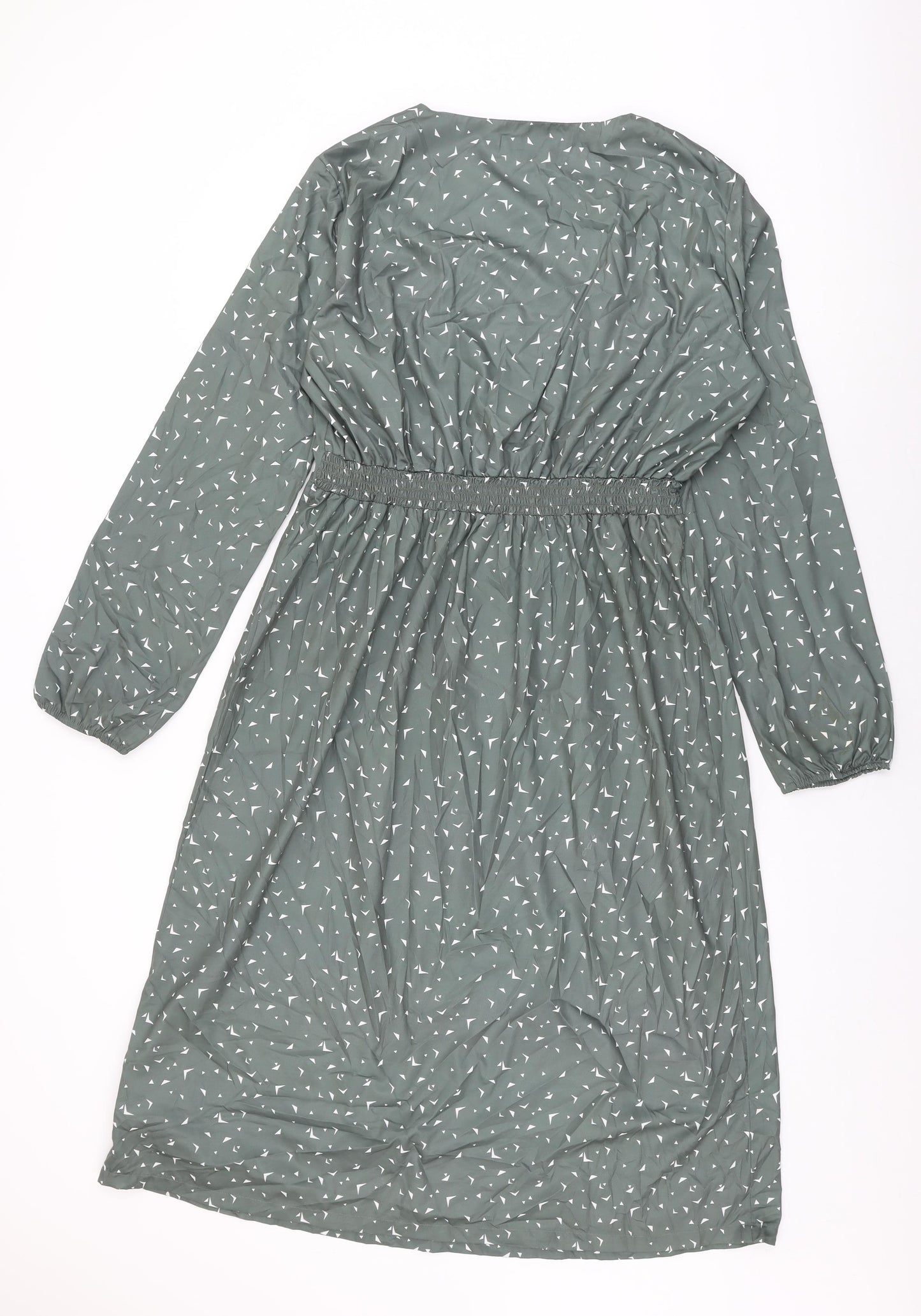 Mountain Warehouse Womens Green Geometric Polyester A-Line Size 16 V-Neck Button