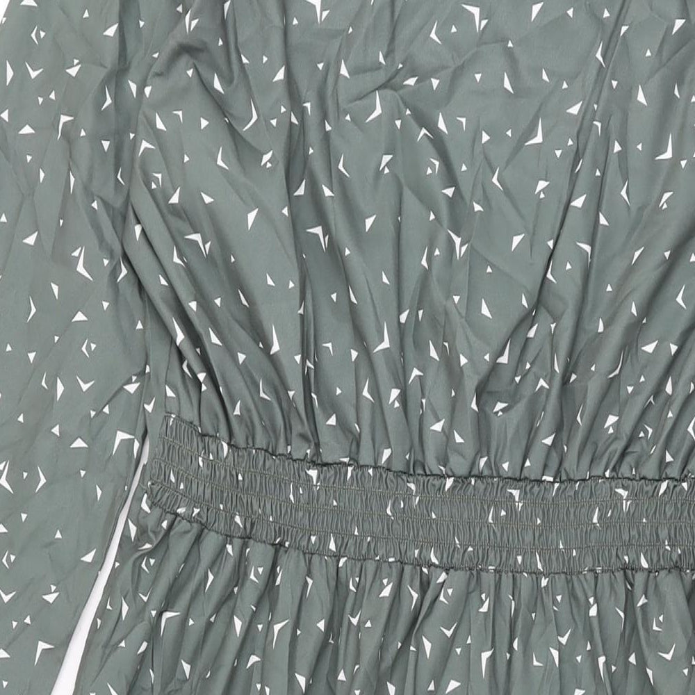 Mountain Warehouse Womens Green Geometric Polyester A-Line Size 16 V-Neck Button