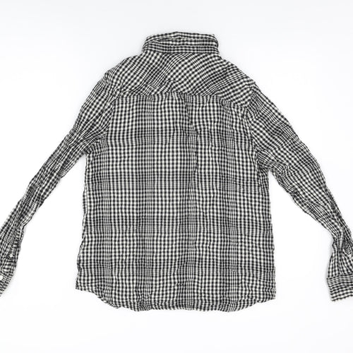 Merona Womens Black Geometric Cotton Basic Button-Up Size L Collared - Gingham