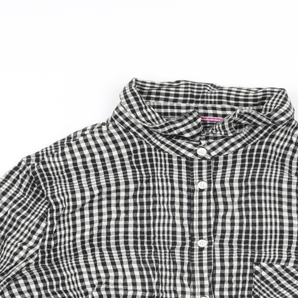 Merona Womens Black Geometric Cotton Basic Button-Up Size L Collared - Gingham