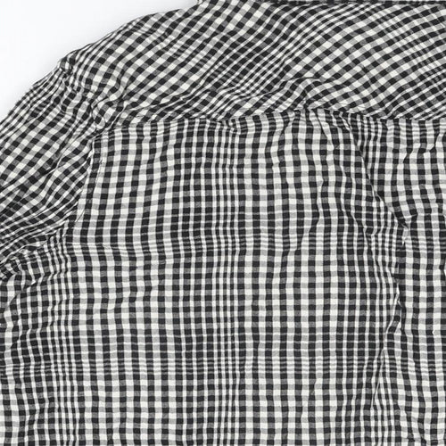 Merona Womens Black Geometric Cotton Basic Button-Up Size L Collared - Gingham