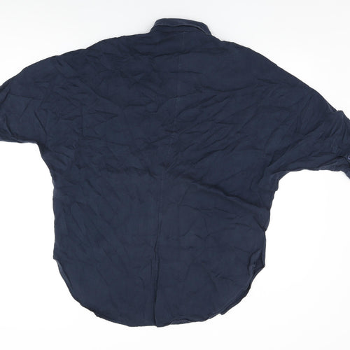 Per Una Womens Blue Lyocell Basic Button-Up Size 12 Collared