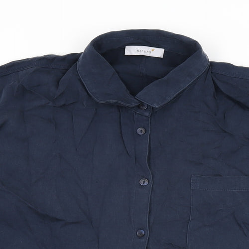 Per Una Womens Blue Lyocell Basic Button-Up Size 12 Collared
