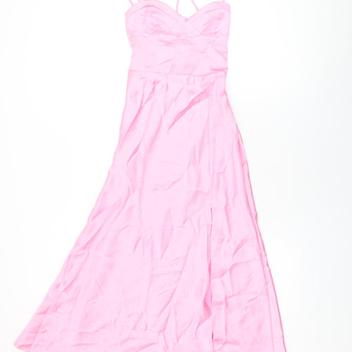Zara Womens Pink Polyester A-Line Size XS Sweetheart Zip