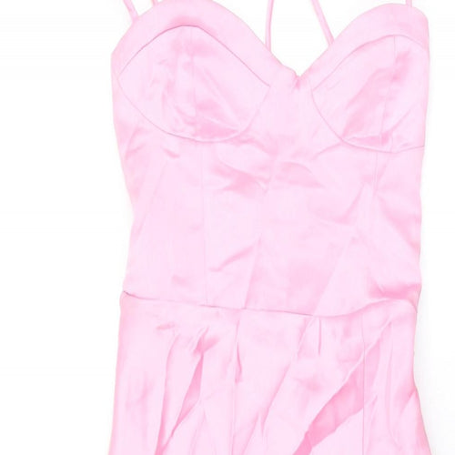 Zara Womens Pink Polyester A-Line Size XS Sweetheart Zip