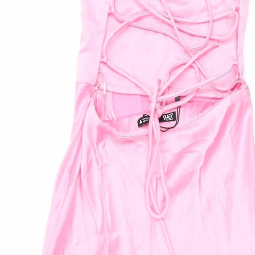 Zara Womens Pink Polyester A-Line Size XS Sweetheart Zip