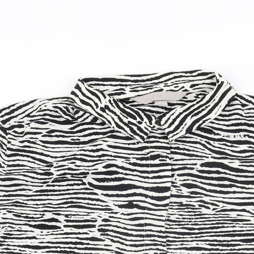 H&M Womens White Geometric Polyester Basic Button-Up Size 12 Collared