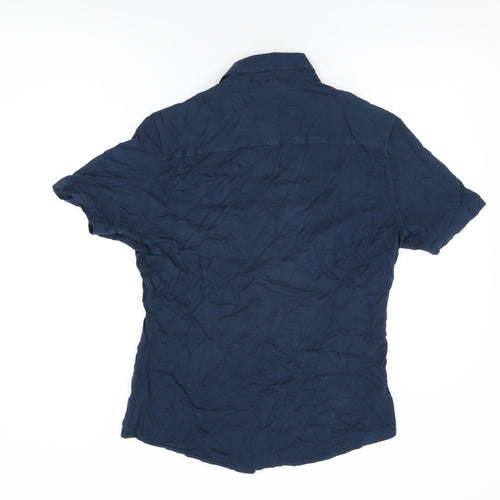 ASOS Mens Blue Viscose Button-Up Size L Collared Button