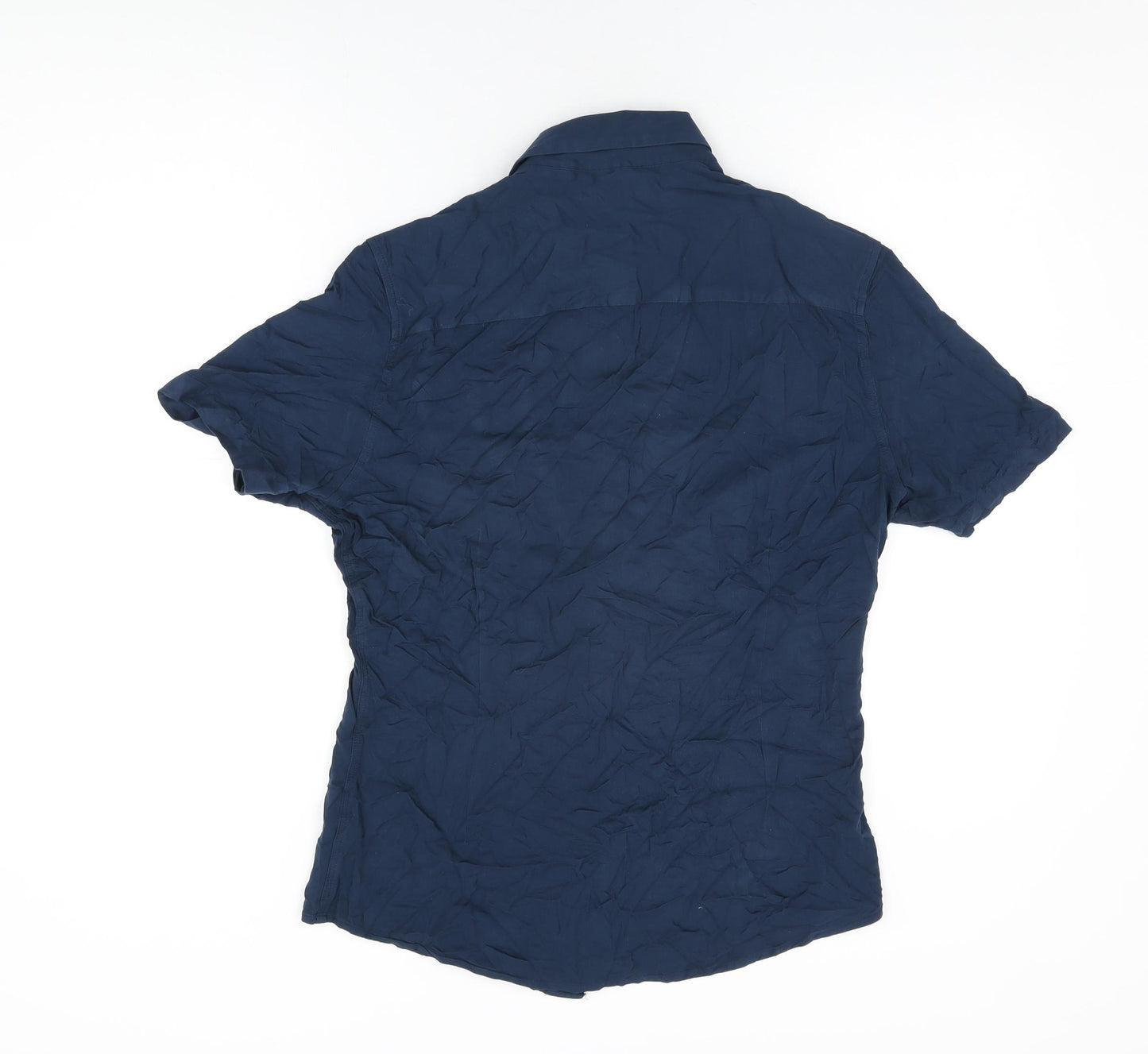 ASOS Mens Blue Viscose Button-Up Size L Collared Button