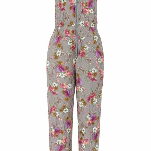 QED London Womens Grey Floral Viscose Jumpsuit One-Piece Size 12 L28 in Zip