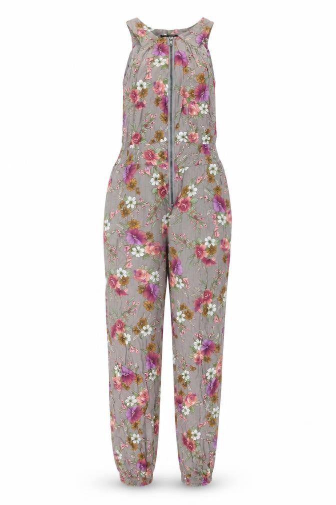 QED London Womens Grey Floral Viscose Jumpsuit One-Piece Size 12 L28 in Zip